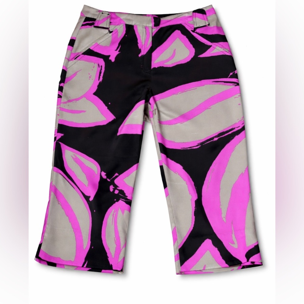 Jamie Sadock Capri Bermuda Golf Activewear Women's SZ 8‎ Abstract Pink Black